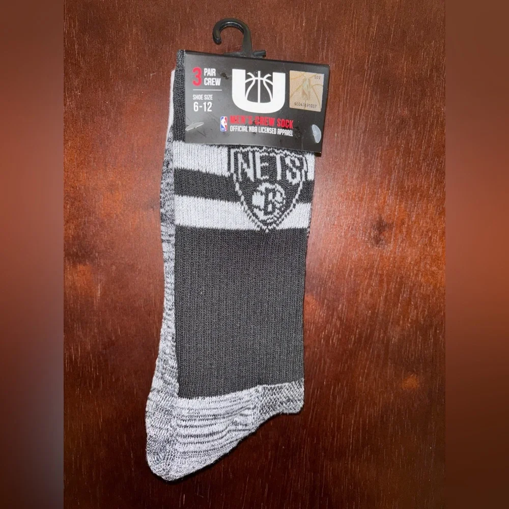 NBA Ultra Game New Jersey Nets Men’s Crew Socks 3 Pair Shoe Size 6-12